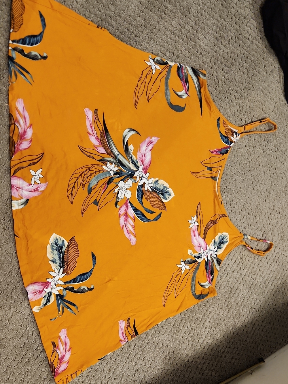 NEW Torrid Floral Spaghetti Strap Tank Top - Mustard. Sz 1